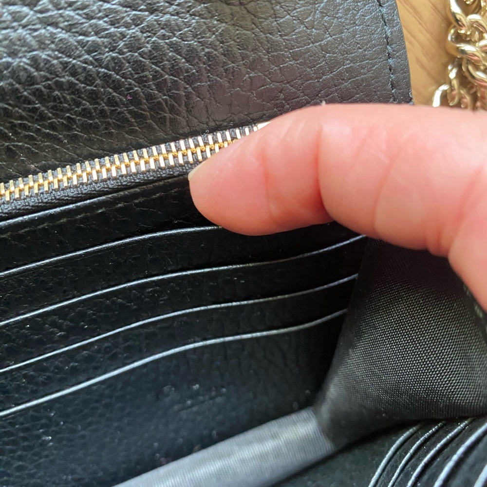 Gucci black dollar calfskin interlocking G continental chain wallet new - Picture 4 of 10